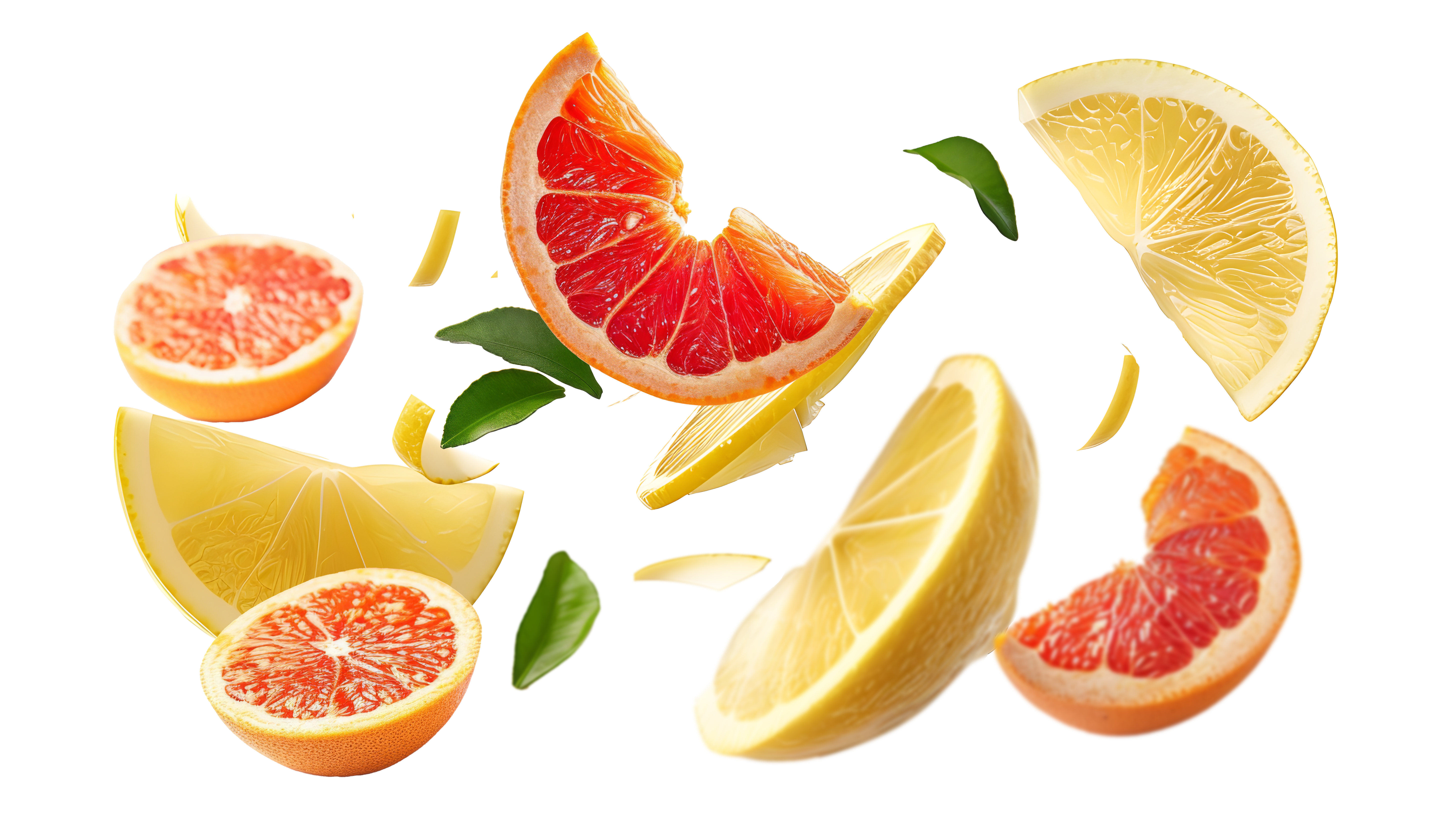 grapefruit and lemon falling together